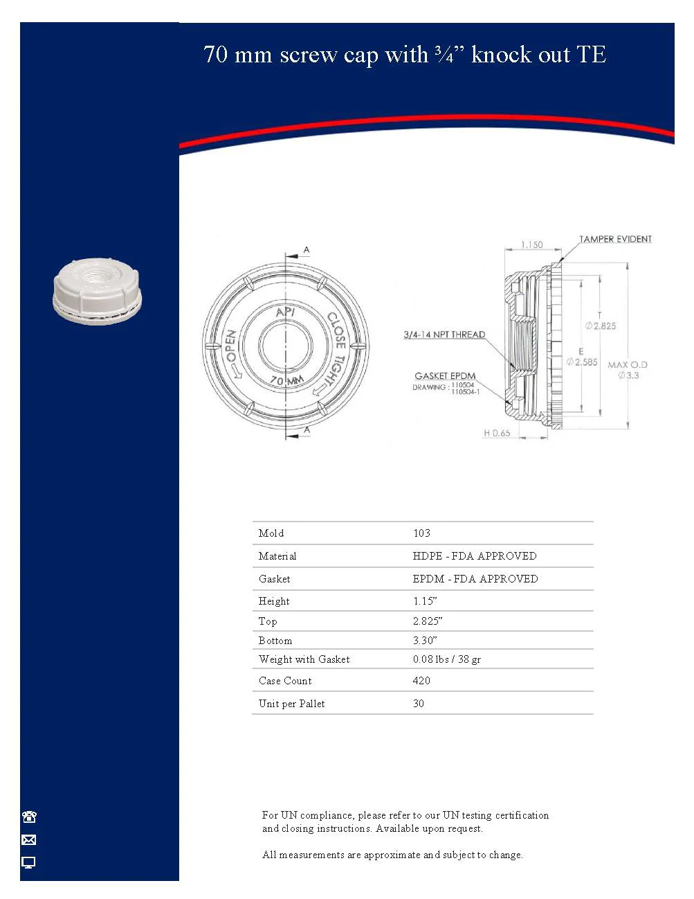 Cap for Jug | Poly | Closed Top (w/ Cap) | New | 5G | UN Rated - Image 5